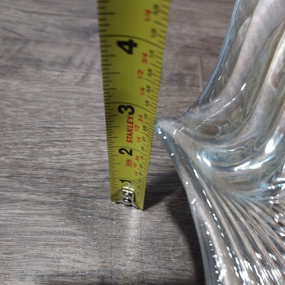 Bowl Akcam Gold Leaf Turkish Glass Holiday 13" x 12" x 3" Clear Silver Back - Picture 10 of 13